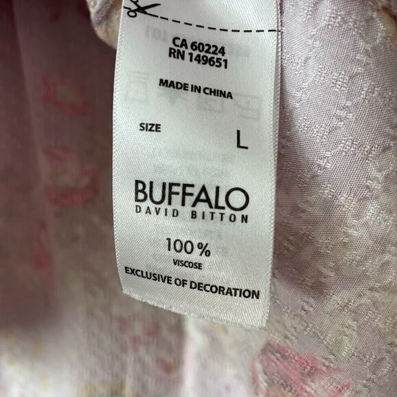 Buffalo David Bitton Top Womens Size Large Pansy Floral Purple Feminine Romantic - Picture 6 of 7
